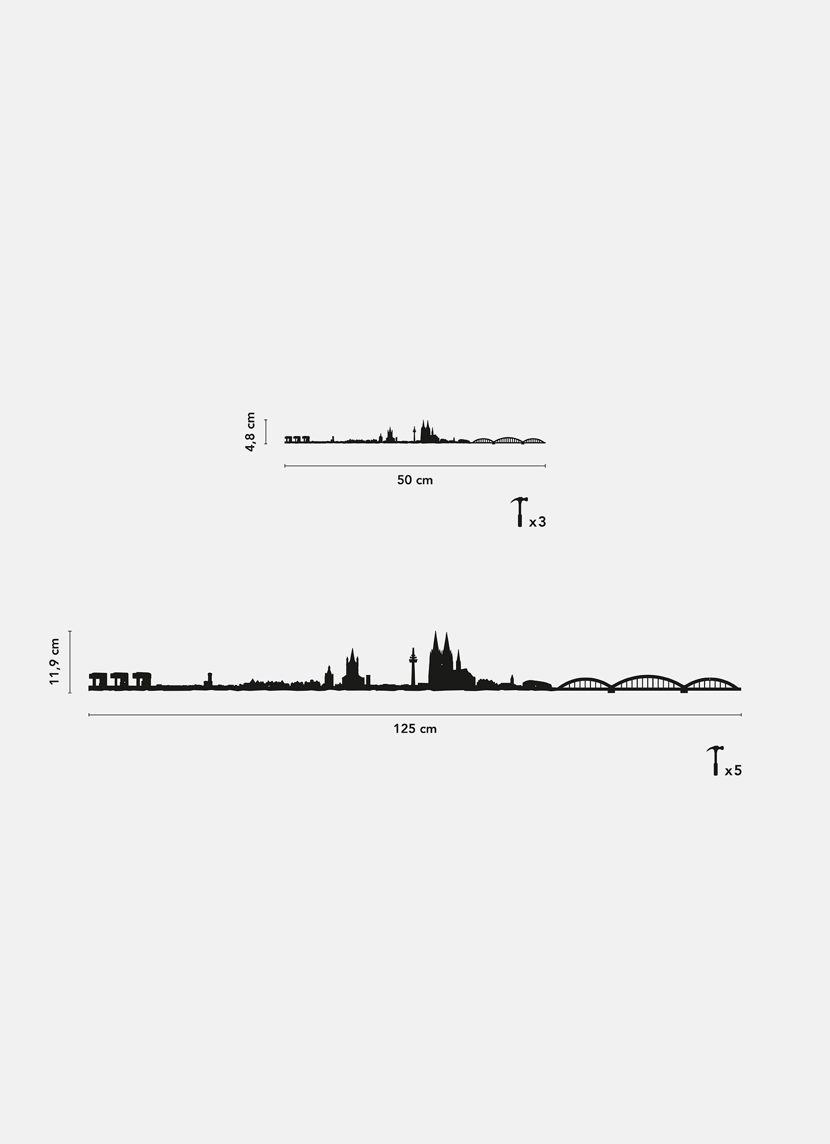 Différentes dimensions de la ligne décorative de Cologne XL