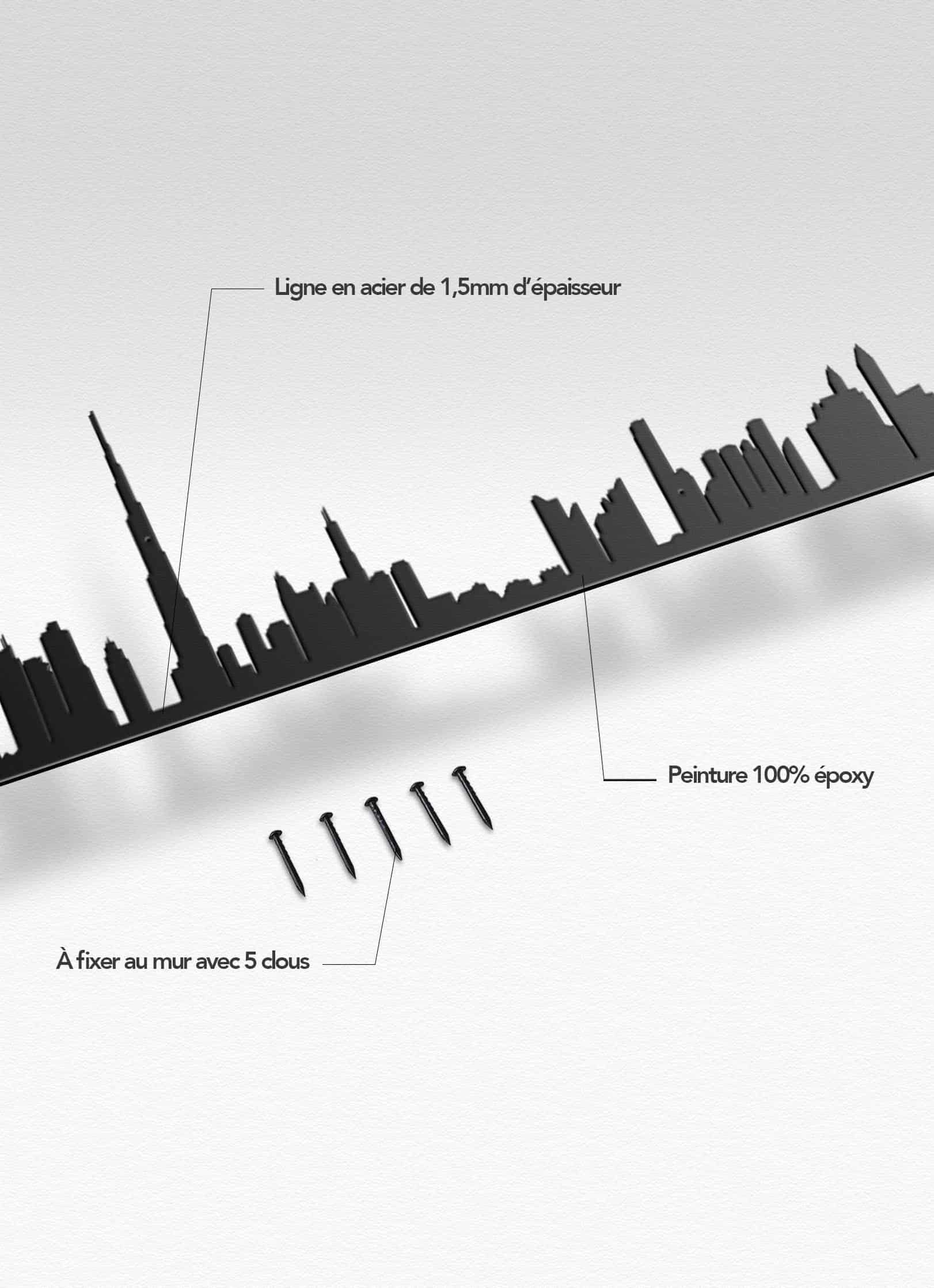 Présentation de la silhouette murale de la ville de Dubai XL